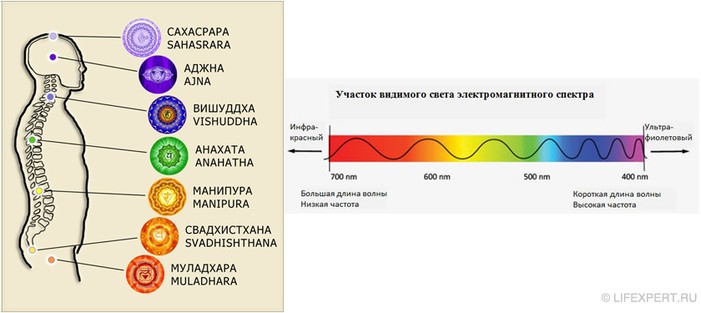 Описание чакр в соответствии с моделью энерго-информационного спектра частот